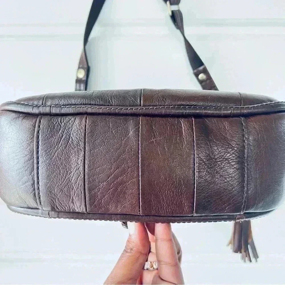 BAG Cobbler Legend Leather  Crossbody Bag brown Single Tab Zip Closure - Picture 9 of 16